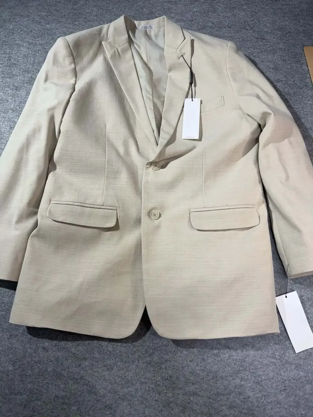 Calvin Klein Slim Fit Stretch 3-Piece Suit in Natural Linen